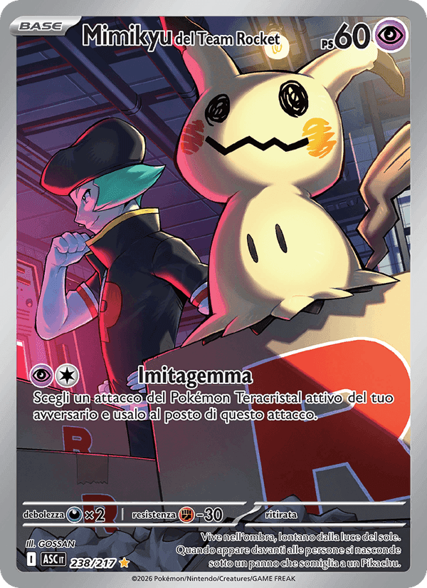 Mimikyu del Team Rocket, carta 238 di Ascesa Eroica