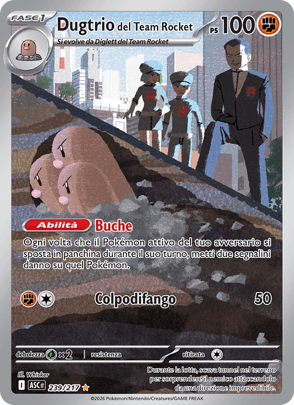 Dugtrio del Team Rocket, carta 239 di Ascesa Eroica