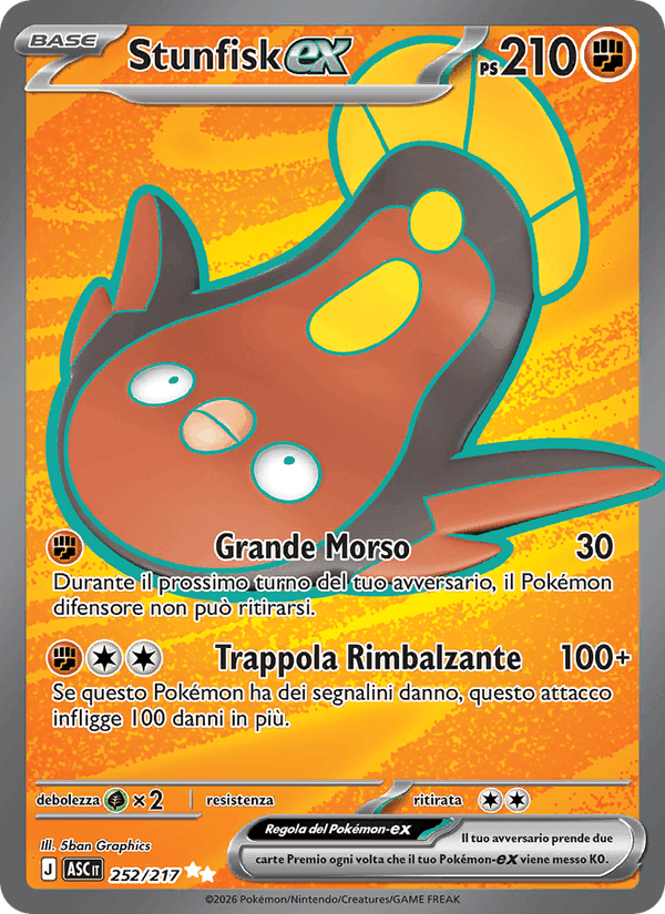 Stunfisk-ex, card 252 from Ascesa Eroica