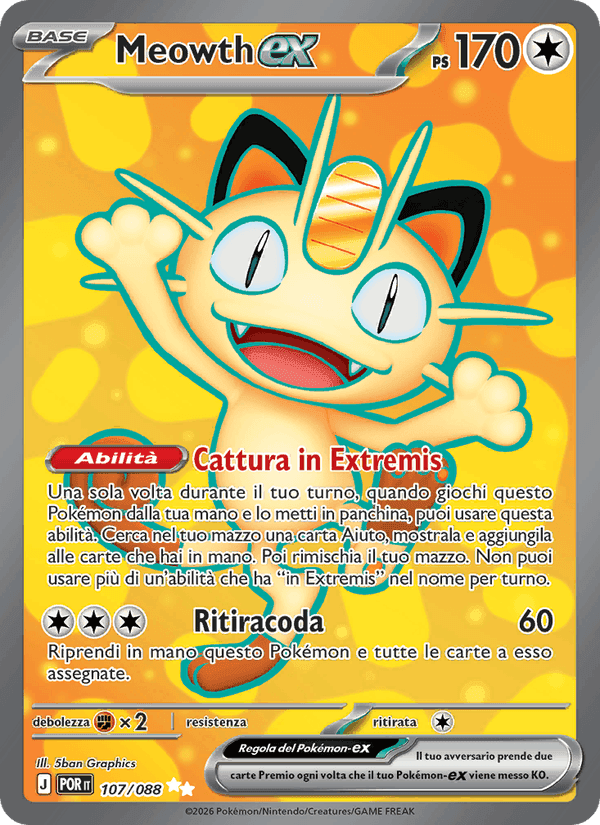 Meowth-ex, carta 107 di Equilibrio Perfetto