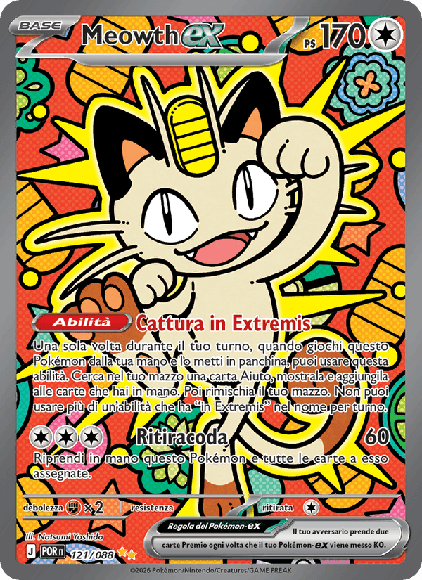 Meowth-ex, carta 121 di Equilibrio Perfetto
