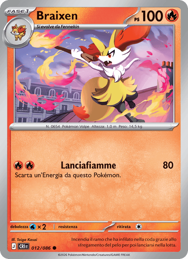 Braixen, carta 012 di Caos Nascente