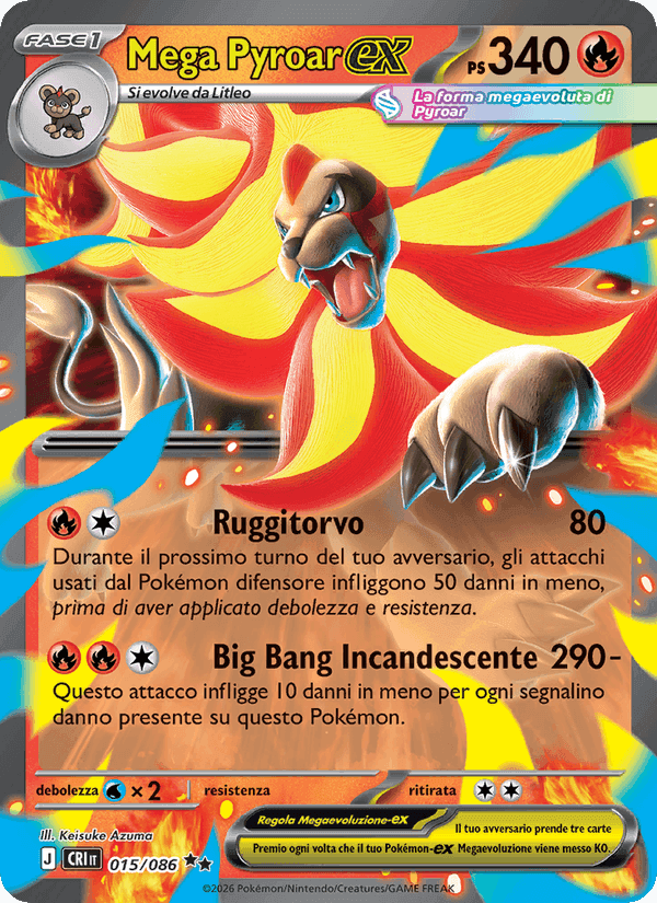 Mega Pyroar-ex, carta 015 di Caos Nascente