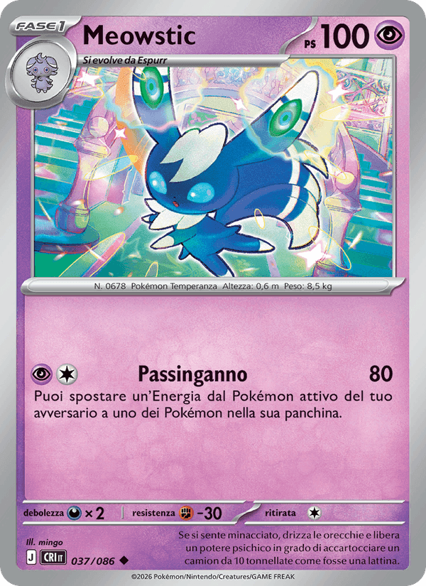 Meowstic, carta 037 di Caos Nascente