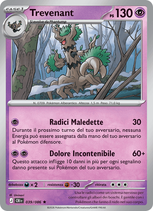 Trevenant, carte 039 de Caos Nascente