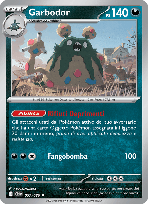 Garbodor, carta 057 di Caos Nascente