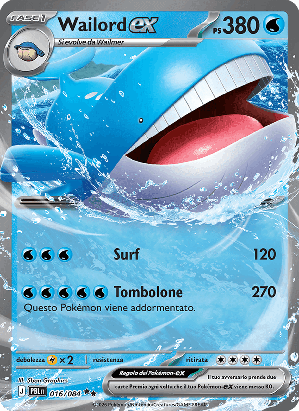 Wailord-ex, carta 016 di Buio Pesto