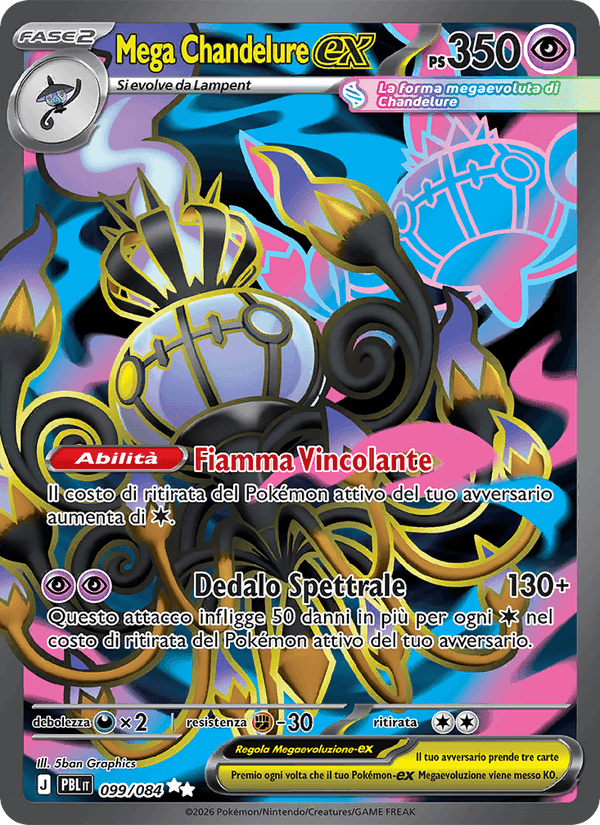 Mega Chandelure-ex, carta 099 di Buio Pesto