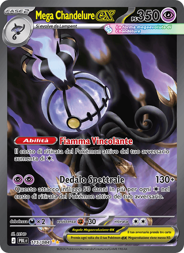 Mega Chandelure-ex, carta 115 di Buio Pesto