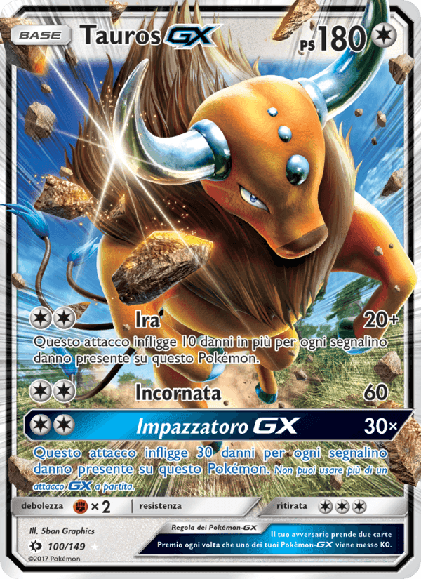 Tauros GX, carta 100 di Sole e Luna