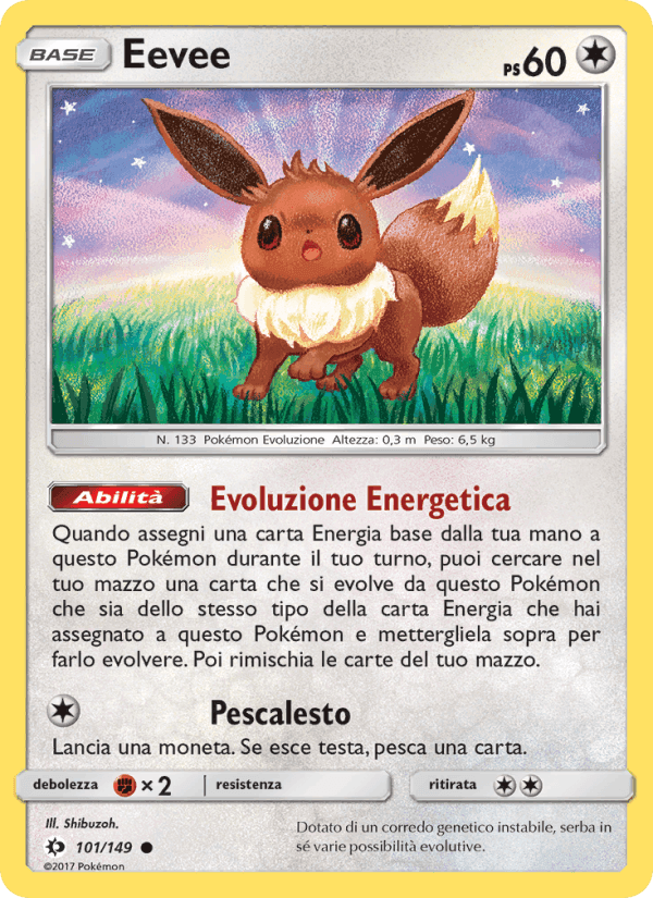 Eevee, carta 101 de Sole e Luna