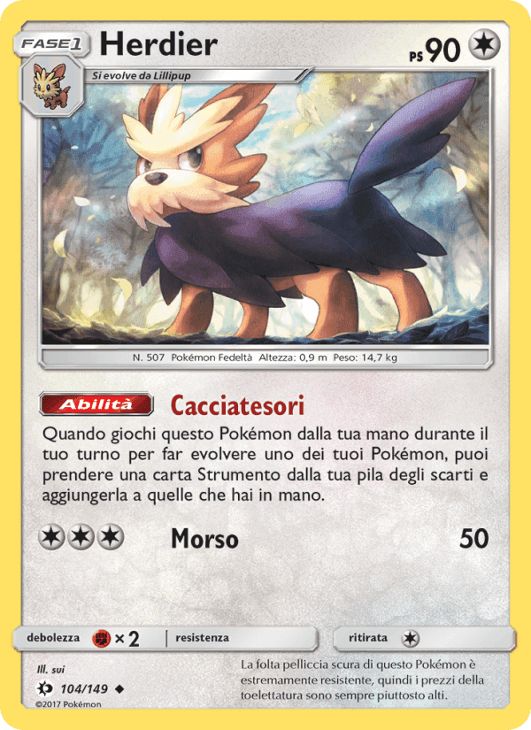 Herdier, carta 104 di Sole e Luna