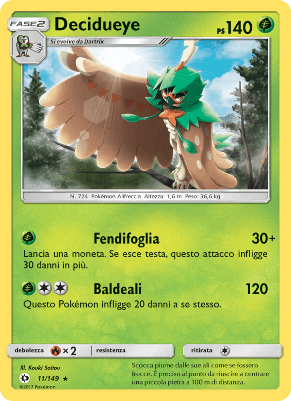 Decidueye, carte 11 de Sole e Luna