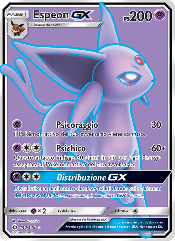 Espeon GX, card 140 from Sole e Luna
