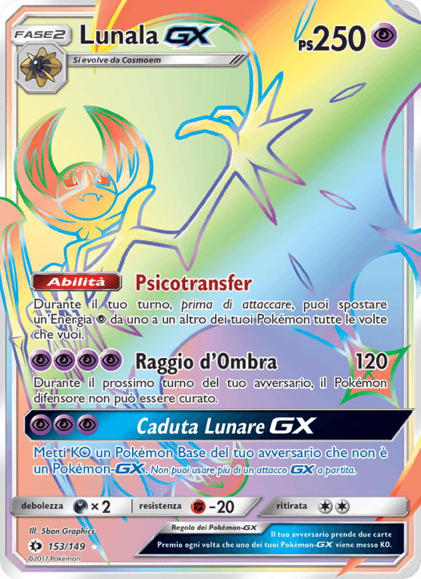 Lunala GX, carta 153 di Sole e Luna