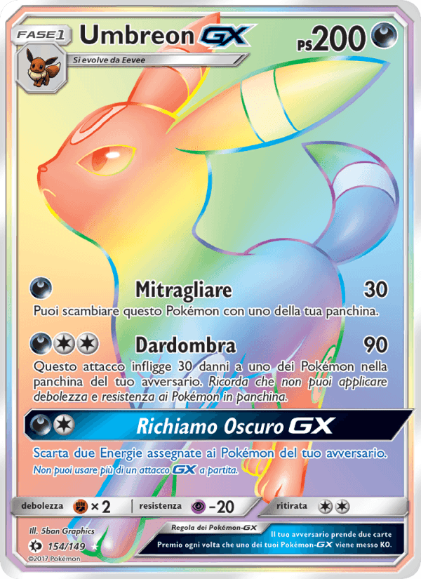 Umbreon GX, carta 154 di Sole e Luna