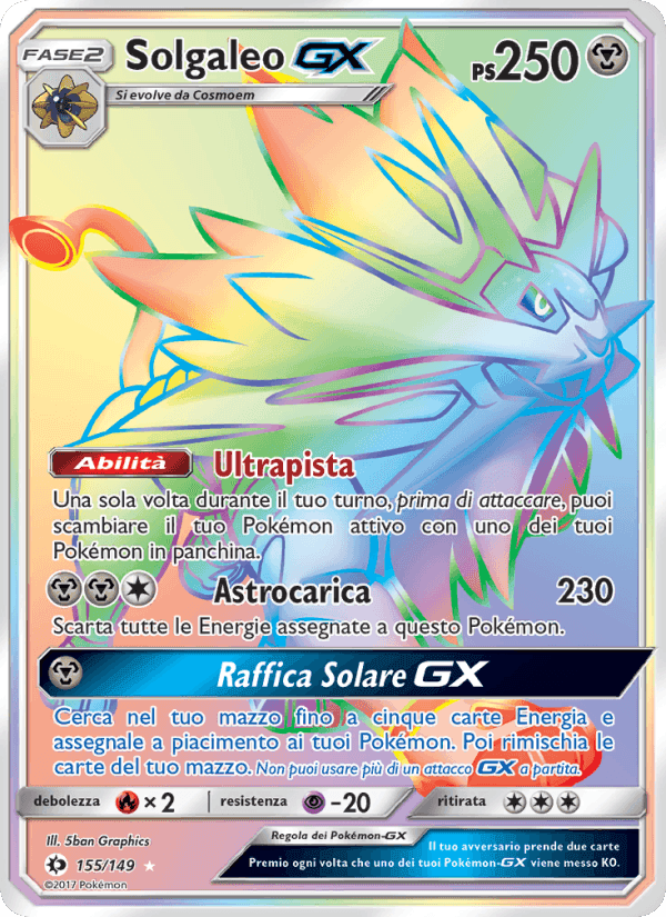 Solgaleo GX, carta 155 di Sole e Luna