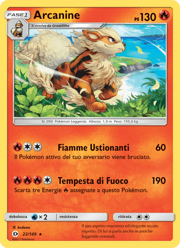 Arcanine, carta 22 di Sole e Luna