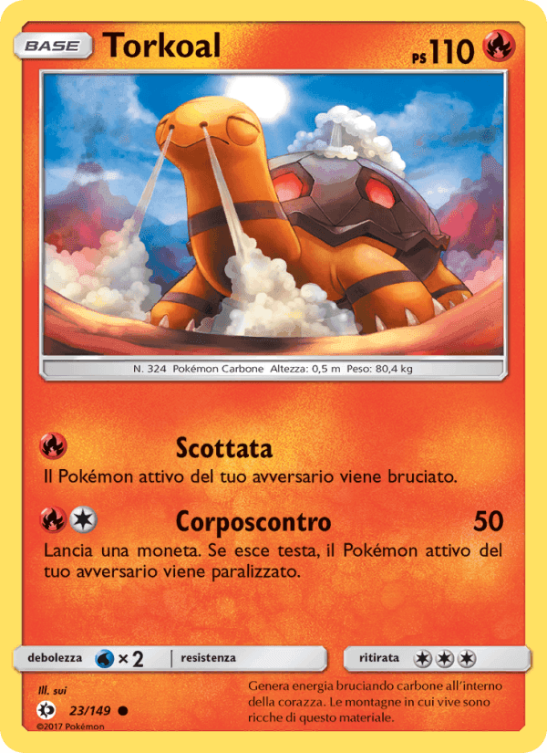 Torkoal, carte 23 de Sole e Luna