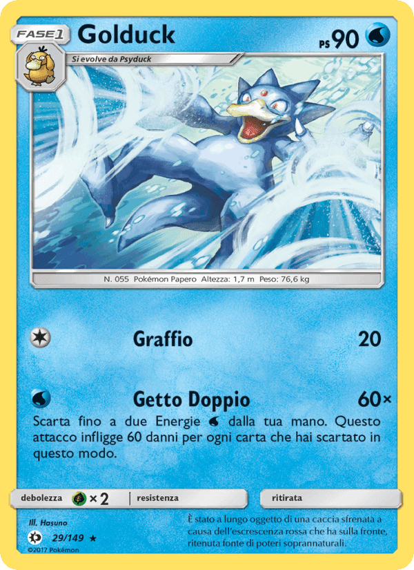 Golduck, carta 29 di Sole e Luna