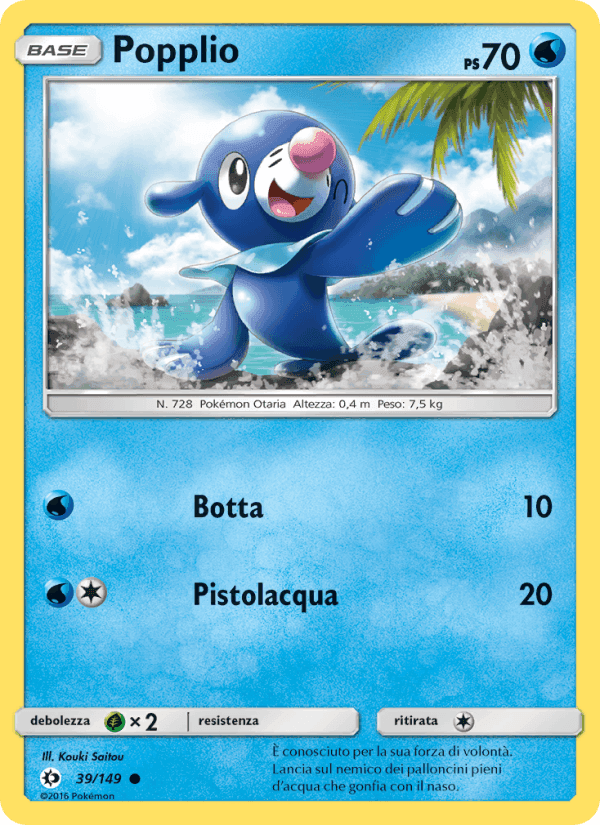 Popplio, carte 39 de Sole e Luna