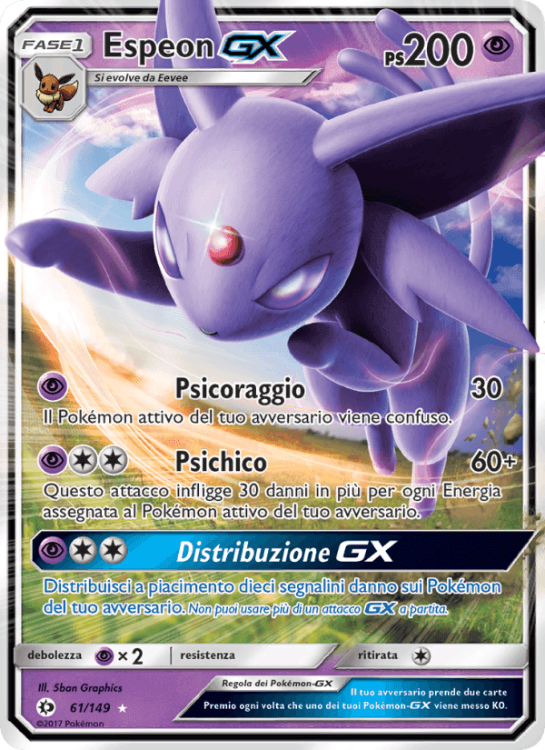 Espeon GX, carta 61 di Sole e Luna