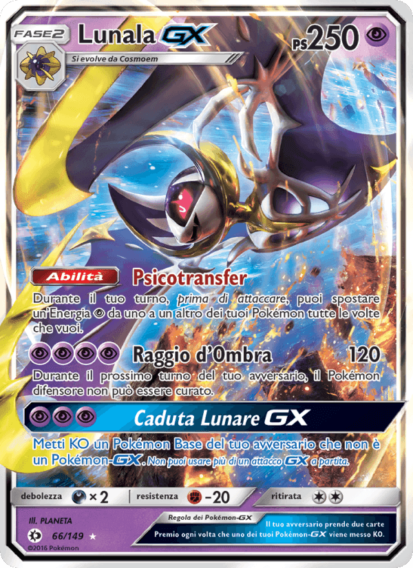 Lunala GX, carta 66 di Sole e Luna