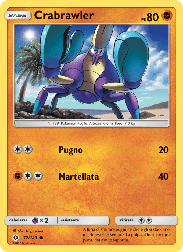 Crabrawler, card 72 from Sole e Luna