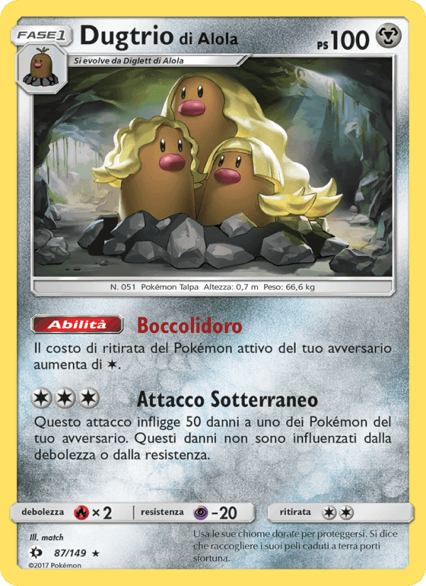Dugtrio di Alola, card 87 from Sole e Luna