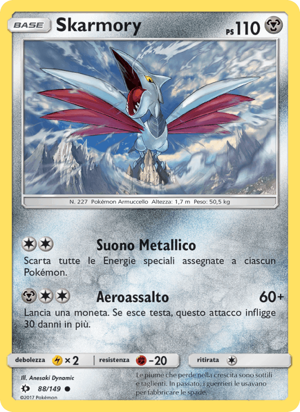 Skarmory, carta 88 di Sole e Luna