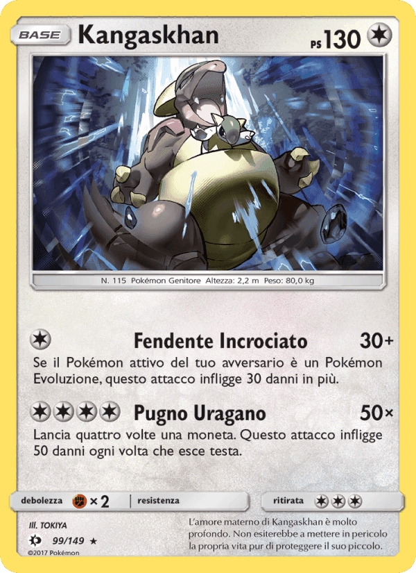 Kangaskhan, card 99 from Sole e Luna