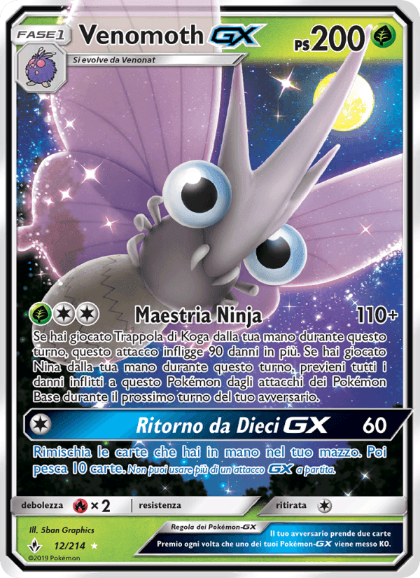 Venomoth GX, carte 12 de Legami Inossidabili