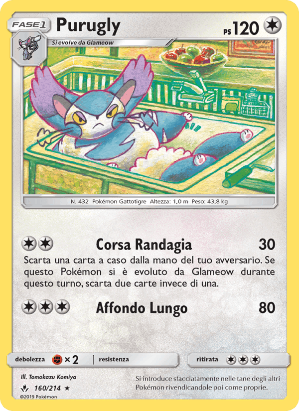 Purugly, card 160 from Legami Inossidabili