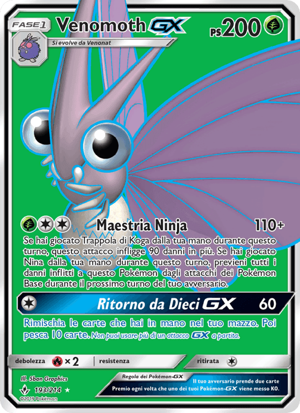 Venomoth GX, carta 193 di Legami Inossidabili