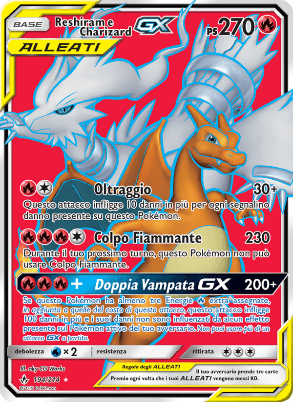 Reshiram e Charizard GX, carta 194 di Legami Inossidabili