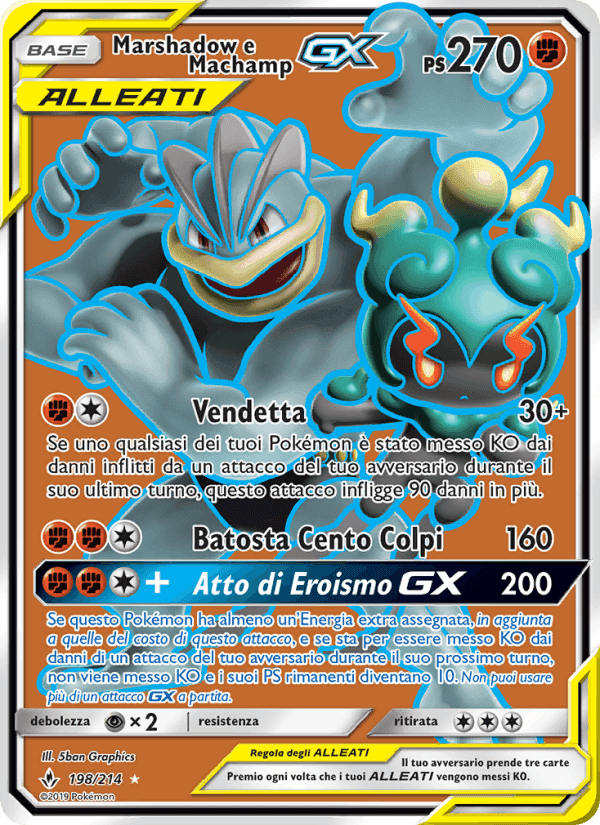 Marshadow e Machamp GX, carta 198 di Legami Inossidabili