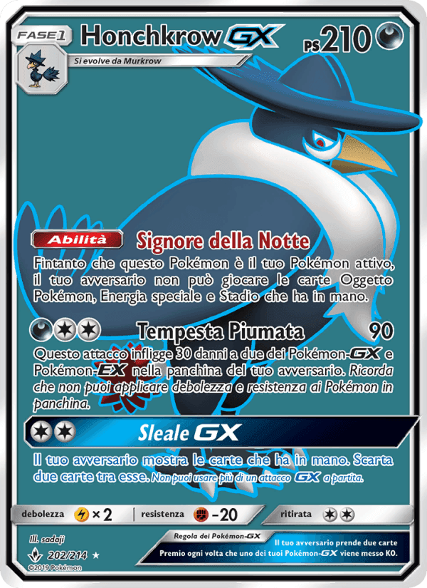 Honchkrow GX, carte 202 de Legami Inossidabili