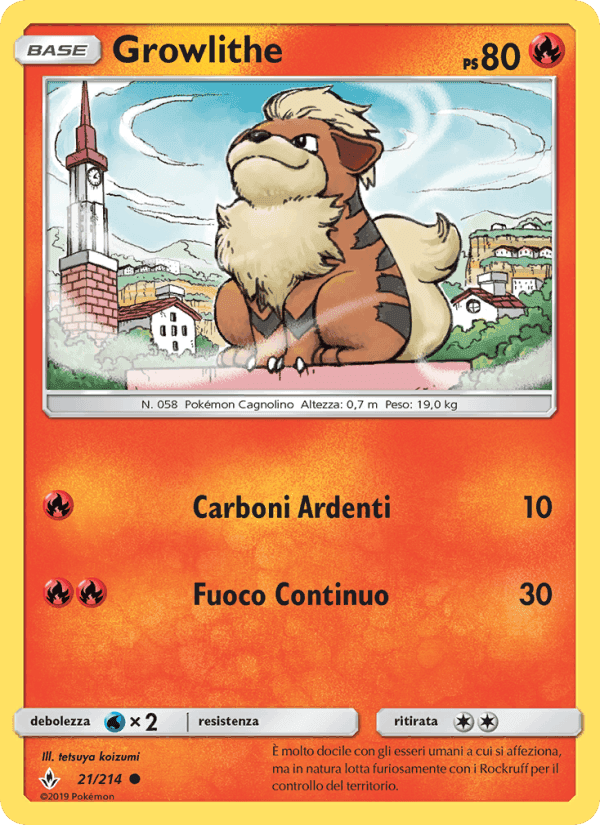 Growlithe, carte 21 de Legami Inossidabili