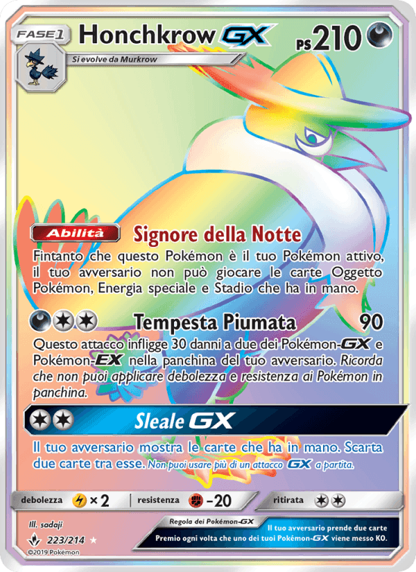 Honchkrow GX, carte 223 de Legami Inossidabili