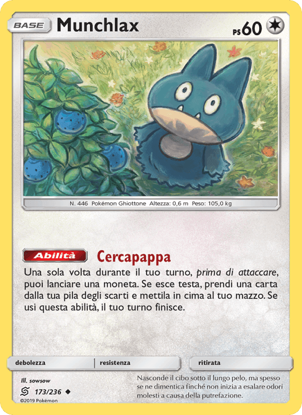 Munchlax, carta 173 di Sintonia Mentale