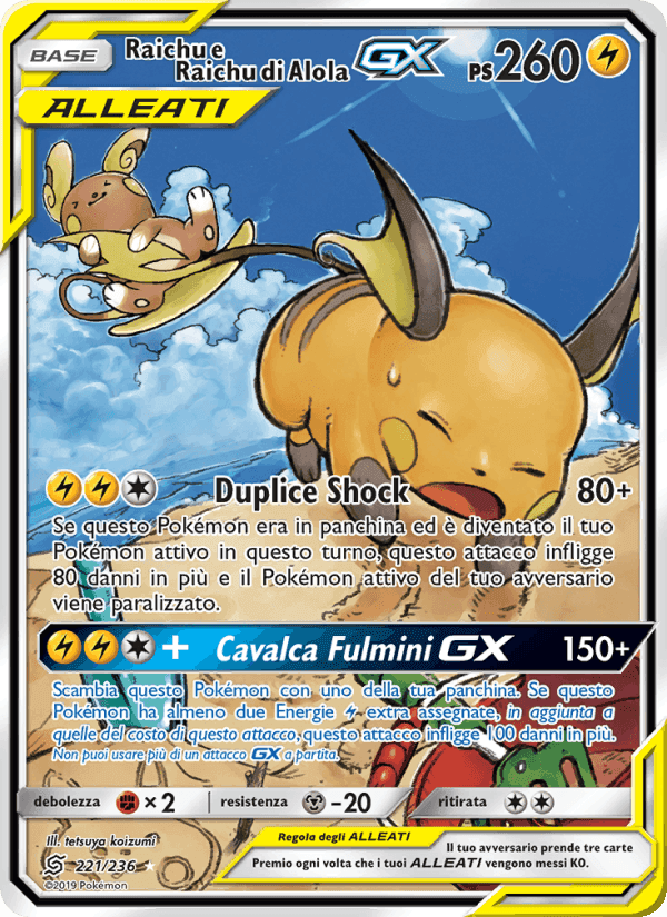 Raichu e Raichu di Alola GX, carta 221 de Sintonia Mentale