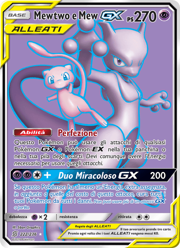Mewtwo e Mew GX, card 222 from Sintonia Mentale