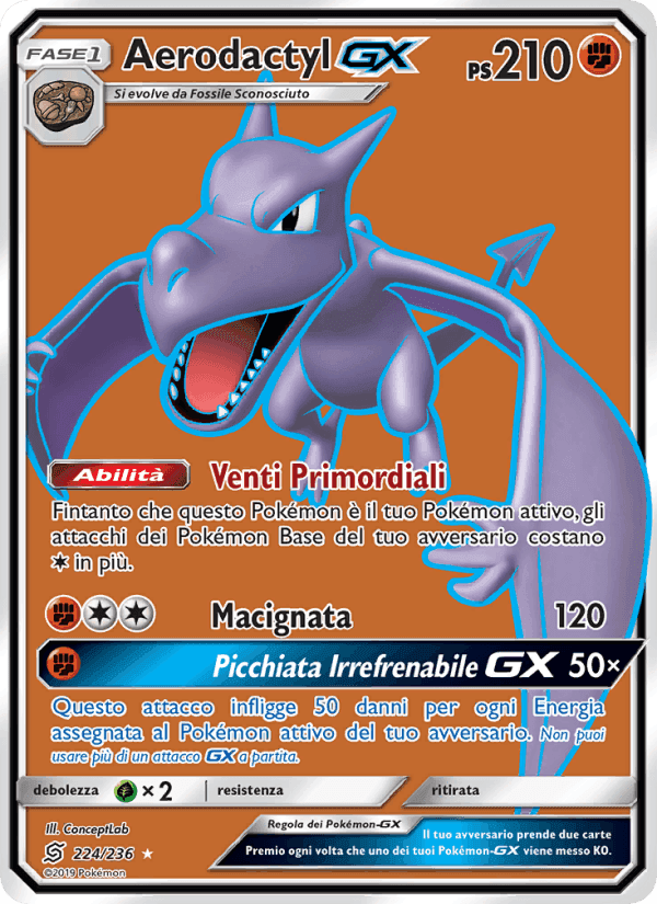 Aerodactyl GX, card 224 from Sintonia Mentale