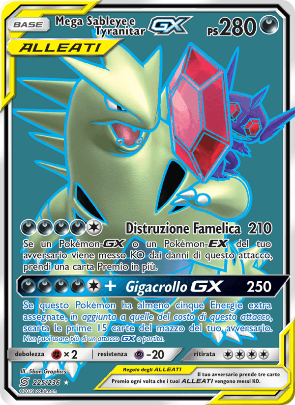 Mega Sableye e Tyranitar GX, card 225 from Sintonia Mentale