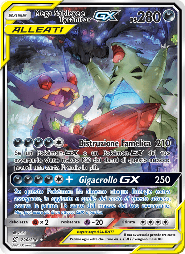 Mega Sableye e Tyranitar GX, carta 226 di Sintonia Mentale