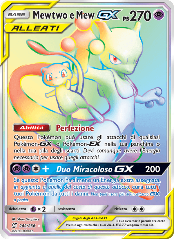 Mewtwo e Mew GX, carta 242 di Sintonia Mentale