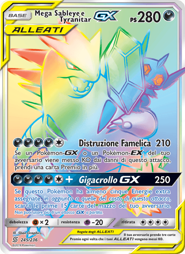 Mega Sableye e Tyranitar GX, carta 245 di Sintonia Mentale