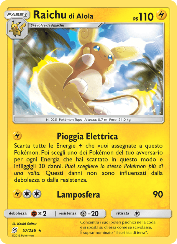 Raichu di Alola, carta 57 di Sintonia Mentale