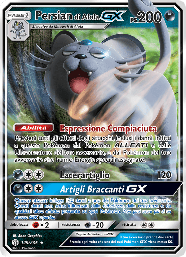 Persian di Alola GX, carta 129 di Eclissi Cosmica