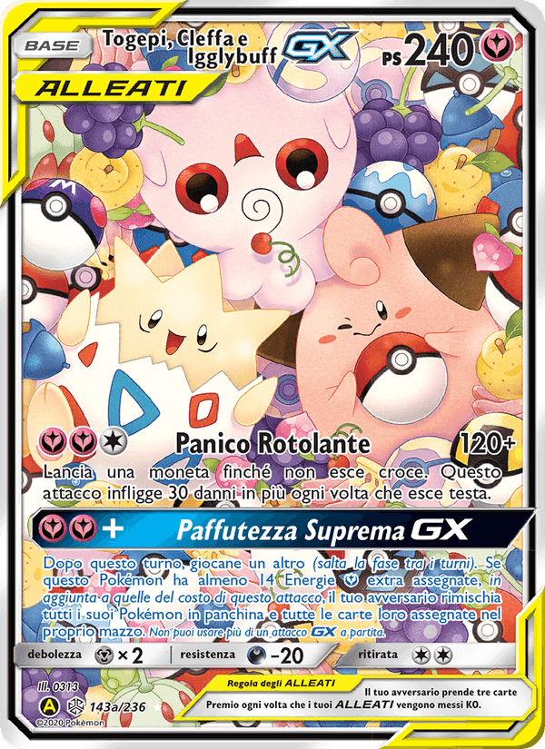 Togepi, Cleffa e Igglybuff GX, card 143 from Eclissi Cosmica